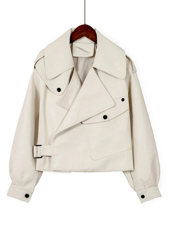 Fitaylor, noua toamnă, geacă din piele artificială pentru femei, pentru motociclete, haină roșie, guler răsturnat, îmbrăcăminte de stradă, neagră, punk