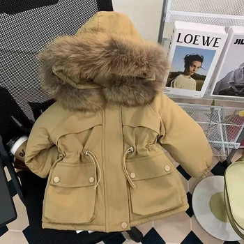 ΝΕΟ Παιδικό Πάρκα Χειμερινό μπουφάν με κουκούλα για κορίτσια Χειμερινό τοπ παλτό Παιδικό ζεστό χοντρό βελούδινο μωρό με κουκούλα causal outerwear