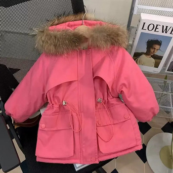 ΝΕΟ Παιδικό Πάρκα Χειμερινό μπουφάν με κουκούλα για κορίτσια Χειμερινό τοπ παλτό Παιδικό ζεστό χοντρό βελούδινο μωρό με κουκούλα causal outerwear