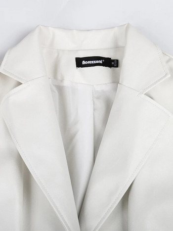 Nerazzurri Ανοιξιάτικο φθινόπωρο λευκό κοντό δερμάτινο μπουφάν Γυναικείο μακρυμάνικο πέτο με μονό κουμπί Πολυτελή επώνυμα ρούχα Cropped Top