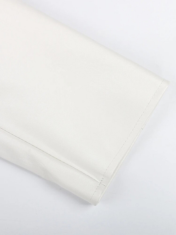 Nerazzurri kevad-sügis valge lühike nahktagi Naiste pikkade varrukatega ühe nööbiga revääriga Luksuslik disainriided kärbitud ülaosa