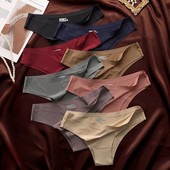 Õmblusteta aluspüksid Üliõhukesed stringid Naistele jääsiidist aluspesu Seksikad spordipüksid madala vöökohaga G-string naiste pehmed soliidsed tangad