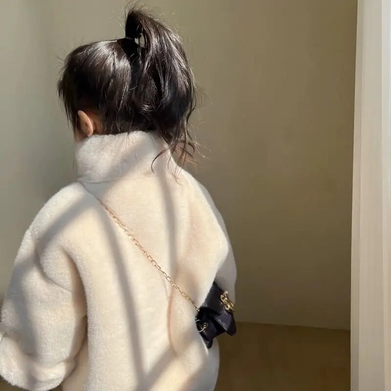 2024 Noua iarnă pentru copii, haine de blană artificială pentru fete, îmbrăcăminte exterioară caldă, costum de zăpadă pentru copii, haine elegante de blană pentru adolescente, groase, calde