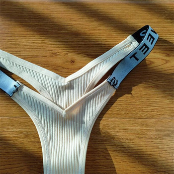 2PCS/Комплект Секси дамски рипсени памучни бикини Прашки Бельо с V-образни щампи с букви Дамско интимно бельо Голям размер
