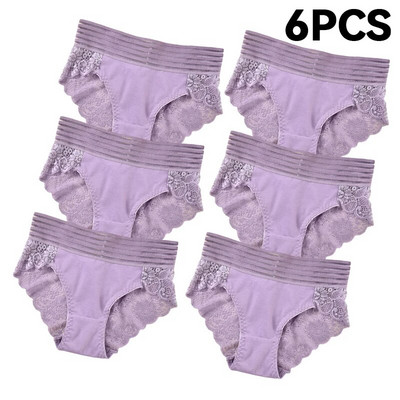 Chiloți din dantelă florală, 3/6 buc, lenjerie de corp pentru femei, lenjerie sexy transparentă, fără cusături, cu talie joasă, slip pentru femei.