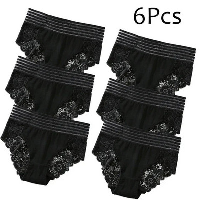 Chiloți din dantelă florală, 3/6 buc, lenjerie de corp pentru femei, lenjerie sexy transparentă, fără cusături, cu talie joasă, slip pentru femei.