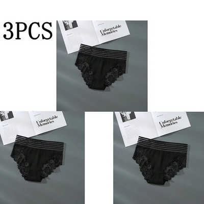 Chiloți din dantelă florală, 3/6 buc, lenjerie de corp pentru femei, lenjerie sexy transparentă, fără cusături, cu talie joasă, slip pentru femei.