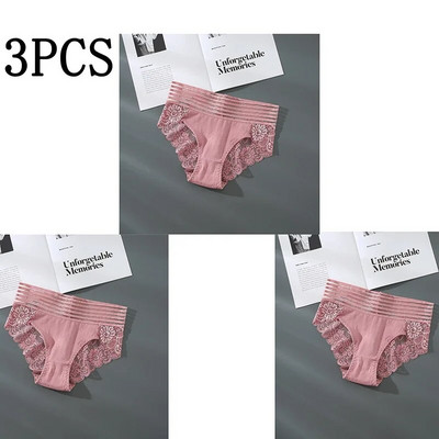 Chiloți din dantelă florală, 3/6 buc, lenjerie de corp pentru femei, lenjerie sexy transparentă, fără cusături, cu talie joasă, slip pentru femei.