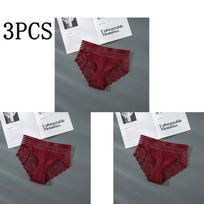 Chiloți din dantelă florală, 3/6 buc, lenjerie de corp pentru femei, lenjerie sexy transparentă, fără cusături, cu talie joasă, slip pentru femei.