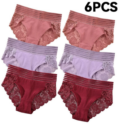 Chiloți din dantelă florală, 3/6 buc, lenjerie de corp pentru femei, lenjerie sexy transparentă, fără cusături, cu talie joasă, slip pentru femei.