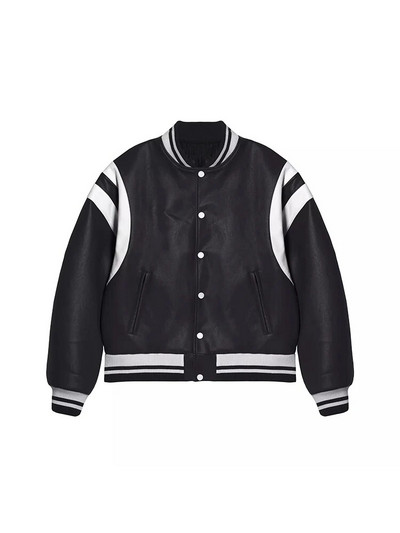 Mauroicardi, primăvară, toamnă, răcoros, mov și alb, mov și alb, jachetă bomber din piele PU pentru bărbați, cu fermoar, haine de designer de lux 2023