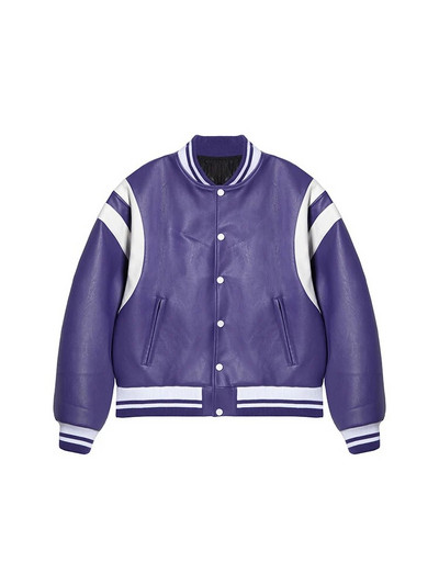 Mauroicardi, primăvară, toamnă, răcoros, mov și alb, mov și alb, jachetă bomber din piele PU pentru bărbați, cu fermoar, haine de designer de lux 2023