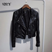 Yzeqi, primăvară toamnă, moda pentru femei, jachetă din piele pentru motociclist, moale, punk, cu fermoar, îmbrăcăminte pentru motociclist, ocazional, jachetă albă din piele artificială