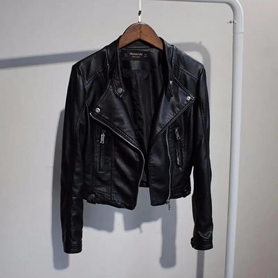 Yzeqi, primăvară toamnă, moda pentru femei, jachetă din piele pentru motociclist, moale, punk, cu fermoar, îmbrăcăminte pentru motociclist, ocazional, jachetă albă din piele artificială