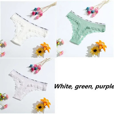 3-osalised stringid puuvillased seksikad naiste aluspüksid Naiste aluspesu madala vöökohaga ühevärvilised lühikesed püksid must nähtamatu aluspesu pits pits T-st