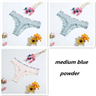 3-osalised stringid puuvillased seksikad naiste aluspüksid Naiste aluspesu madala vöökohaga ühevärvilised lühikesed püksid must nähtamatu aluspesu pits pits T-st