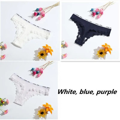 3-osalised stringid puuvillased seksikad naiste aluspüksid Naiste aluspesu madala vöökohaga ühevärvilised lühikesed püksid must nähtamatu aluspesu pits pits T-st