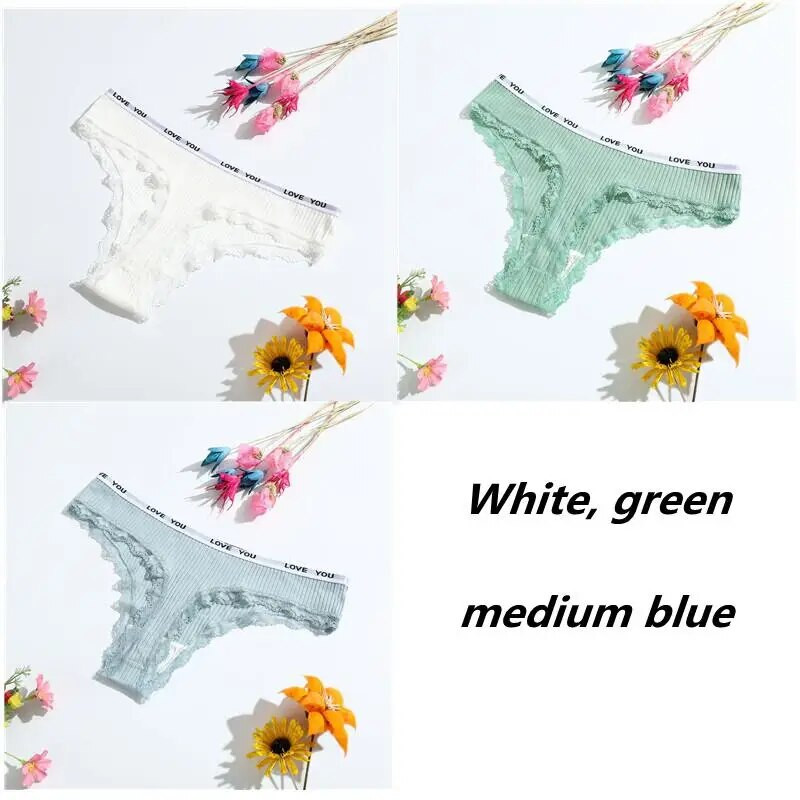 3-osalised stringid puuvillased seksikad naiste aluspüksid Naiste aluspesu madala vöökohaga ühevärvilised lühikesed püksid must nähtamatu aluspesu pits pits T-st