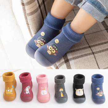 Φθινοπωρινά και χειμωνιάτικα παιδικά παπούτσια και κάλτσες για μωρά παχύρρευστα βελούδινα, ζεστά ψηλά, αγόρια και κορίτσια, παιδικές κάλτσες εσωτερικού χώρου με μαλακό κάτω μέρος