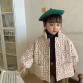 Prošivena jakna za djevojčice Djevojčice Zimski kaput Parka s cvjetnim otiskom Dječja ležerna topla pamučna gornja odjeća Kaputi za dojenčad Podstava 2023 Novo