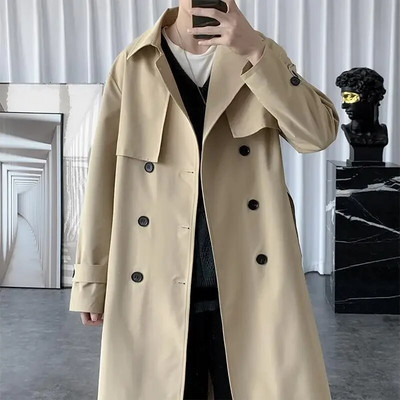 BROWON Κορεάτικο ανδρικό μπουφάν Trench Coat Ανοιξιάτικο και Φθινόπωρο Ανδρικό παλτό X-Long Over Knee Ανδρικό παλτό Loose Casual Windbreaker Jackets