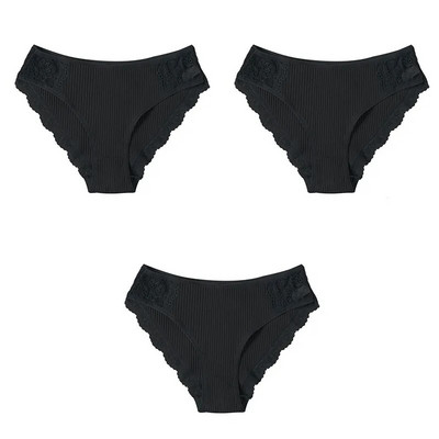 M-XXL 3TK puuvillane aluspesu naiste aluspükste komplekt Mugavus aluspüksid lillelised pitspüksid naisele Seksikad madala kõrgusega aluspüksid Intimates