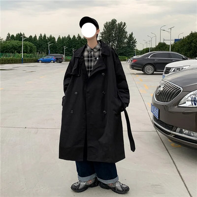 Trench Men Turn Collar με διπλό στήθος Leisure Loose 3XL μόδας Κομψά, casual εφηβικά ρούχα που ξεπερνούν το μακρύ κομψό vintage βρετανικό νέο