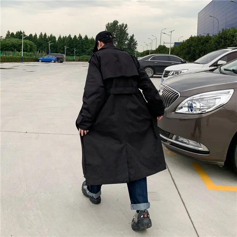 Trench Men Turn Collar με διπλό στήθος Leisure Loose 3XL μόδας Κομψά, casual εφηβικά ρούχα που ξεπερνούν το μακρύ κομψό vintage βρετανικό νέο