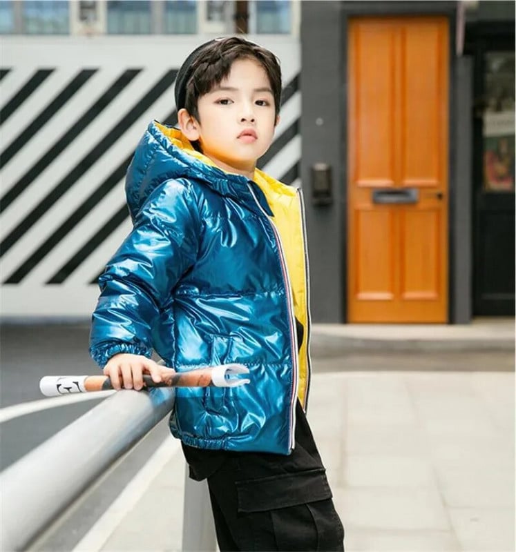 Lányok Fiúk Toll Kabát Gyerek Kapucnis dzseki 4-12 éves korig Téli gyerekek meleg kabátok Felsőruházat Hóruha Fehér kacsa pehelykabátok