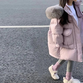 Χειμωνιάτικο βαμβακερό μπουφάν για κορίτσια Φαρδιά και άνετα παλτό με κουκούλα Μόδα Εξωτερικά ρούχα με φερμουάρ Παιδική στολή χιονιού παρκά casual ρούχα Νέα