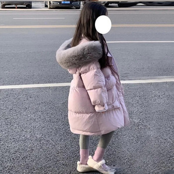 Χειμωνιάτικο βαμβακερό μπουφάν για κορίτσια Φαρδιά και άνετα παλτό με κουκούλα Μόδα Εξωτερικά ρούχα με φερμουάρ Παιδική στολή χιονιού παρκά casual ρούχα Νέα