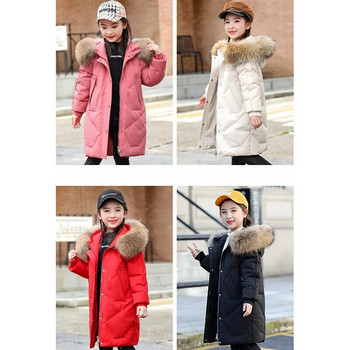 Παιδικό χειμωνιάτικο βαμβακερό μπουφάν Νέα μόδα για κορίτσια Παιδικά ρούχα Χοντρό παρκά ψεύτικο παλτό με κουκούλα χιονοστιβάδα