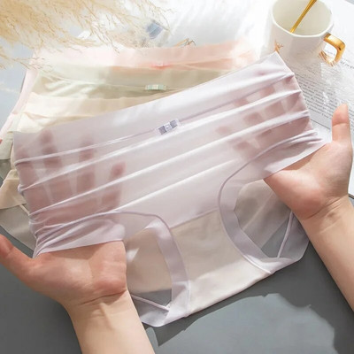 Chiloți sexy din mătase de gheață pentru femei Chiloți cu uscare rapidă Lenjerie de corp fără sudură Chiloți de culoare solidă Chiloți cool de vară Lenjerie