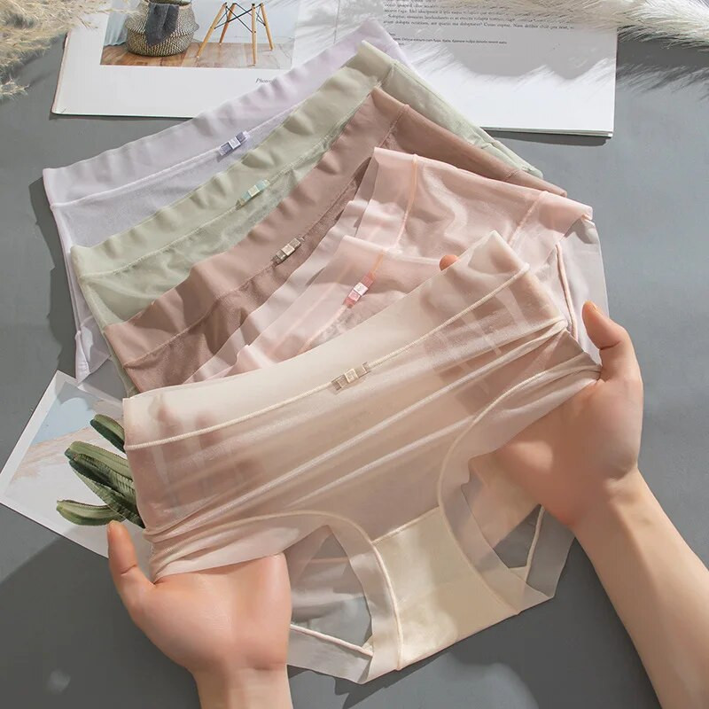 Chiloți sexy din mătase de gheață pentru femei Chiloți cu uscare rapidă Lenjerie de corp fără sudură Chiloți de culoare solidă Chiloți cool de vară Lenjerie