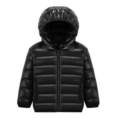 Detské páperové bundy 2023 Nové biele detské zimné bundy s kapucňou z kačacieho peria pre chlapcov a dievčatá, ultraľahká prenosná zimná prešívaná bunda