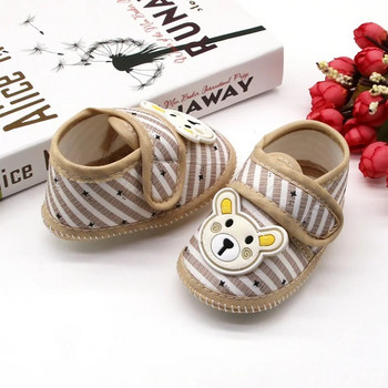 Βαμβακερά παπούτσια για νεογέννητο μωρό κινουμένων σχεδίων με μοτίβο ρίγες Casual First Walkers Παπούτσια για βρεφική κούνια για νεογέννητα μαλακά σόλα 0-18 εκατ.