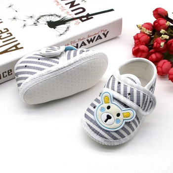 Βαμβακερά παπούτσια για νεογέννητο μωρό κινουμένων σχεδίων με μοτίβο ρίγες Casual First Walkers Παπούτσια για βρεφική κούνια για νεογέννητα μαλακά σόλα 0-18 εκατ.