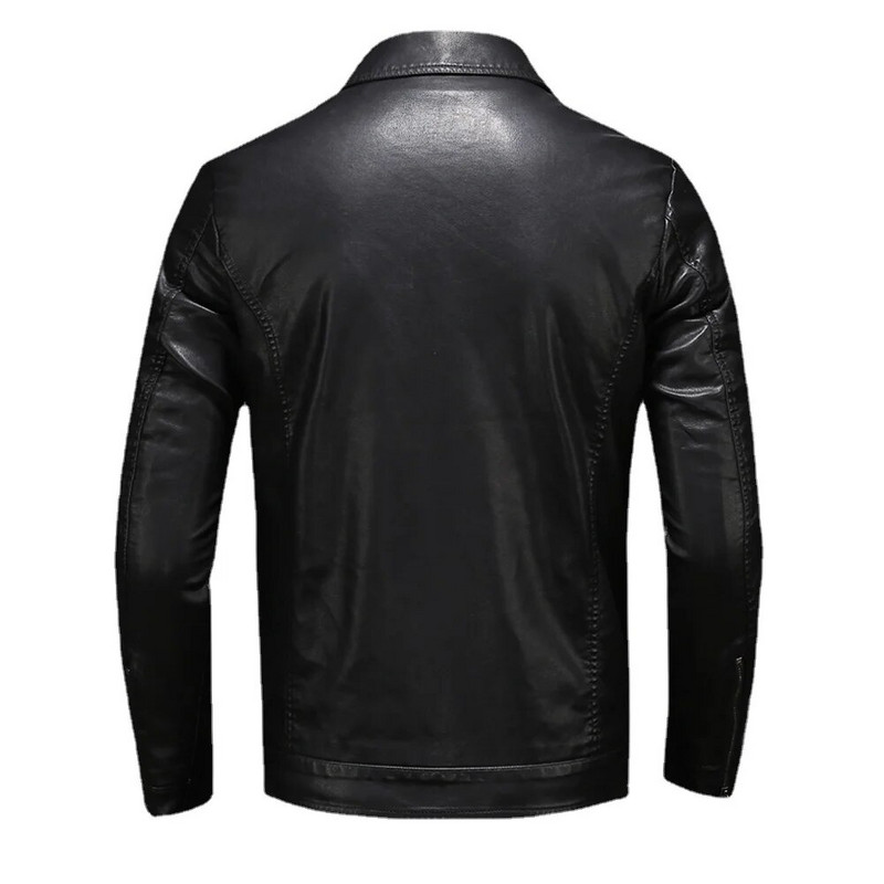 Jachetă din piele pentru motocicletă pentru bărbați, buzunar mare, cu fermoar, rever, slim fit, pentru bărbați, primăvară și toamnă, haină PU de înaltă calitate M-5XL