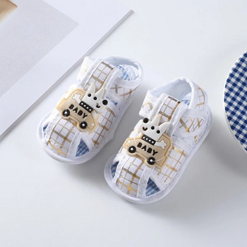 НОВО лято 0-12 месеца Новородени бебета Момчета Карикатура Меки обувки за детско креватче Infant First Walker Сандали против хлъзгане Обувки с мека подметка