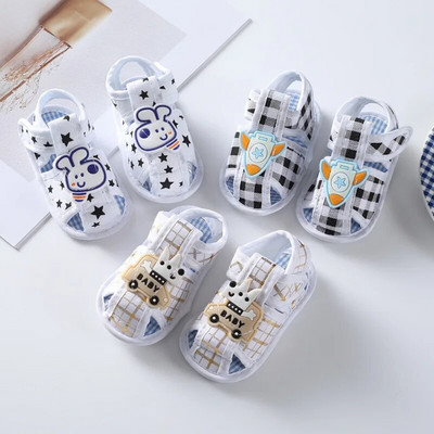 UUS suvi 0–12 kuu vanusele vastsündinud beebipoistele Multifilmide trükkimine Pehmed hällikingad imikutele esimese jalakäija libisemisvastased sandaalid, pehme tallaga kingad