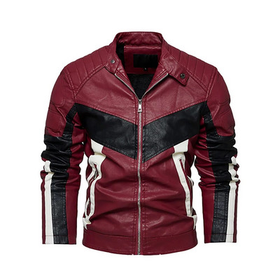 Jachetă de piele pentru bărbați cu guler suport Jachetă de piele anti motocicletă cu armură Jachetă de lux pentru bărbați, ocazional, de modă subțire