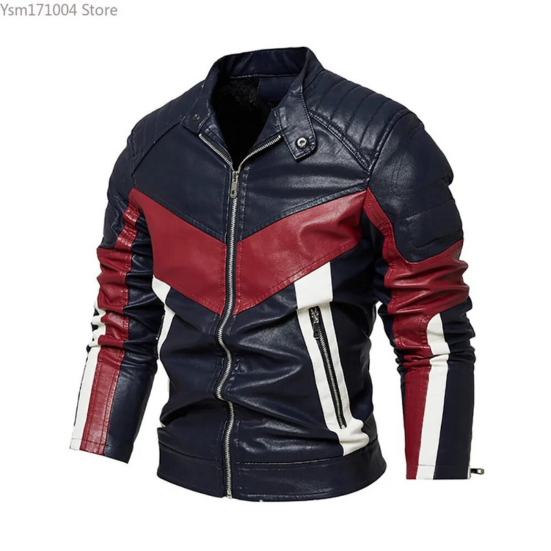 Jachetă de piele pentru bărbați cu guler suport Jachetă de piele anti motocicletă cu armură Jachetă de lux pentru bărbați, ocazional, de modă subțire