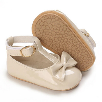 Newborn Apricot Soft and Sweet Princess Shoes за 0-1 годишно момиче с панделка и залепваща подметка Външни противоплъзгащи обувки за ходене