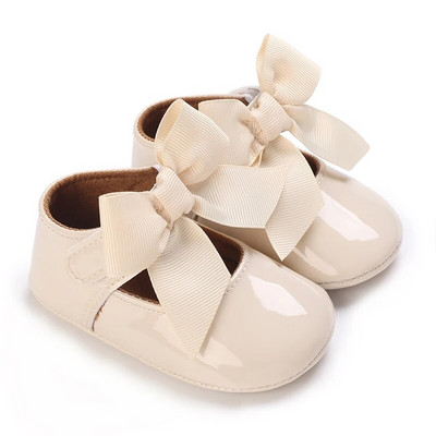 Mäkké a sladké princeznovské topánočky v marhuľovej farbe pre dievčatko vo veku 0-1 rok s mašľou a lepiacou podrážkou, protišmykové vonkajšie topánočky na chôdzu