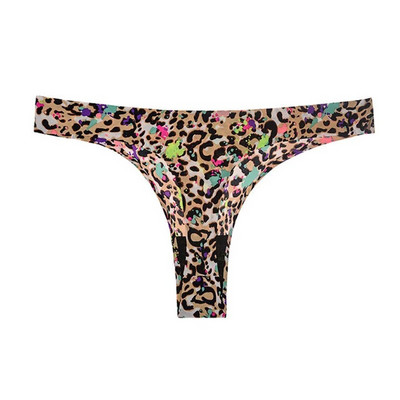 Lenjerie de corp de damă, sexy, tanga, moale, respirabilă, din mătase de gheață, chiloți leopard, cureți, fără sudură, cu spatele în T, lenjerie cu talie joasă, șir