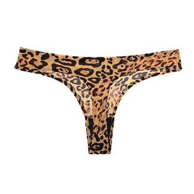 Lenjerie de corp de damă, sexy, tanga, moale, respirabilă, din mătase de gheață, chiloți leopard, cureți, fără sudură, cu spatele în T, lenjerie cu talie joasă, șir