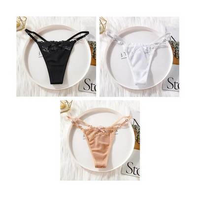3 bucăți "reglabili" din dantelă, chiloți, lenjerie în formă de T, lenjerie moale pentru femei, sexy, respirabil, cu talie joasă, pentru fete.