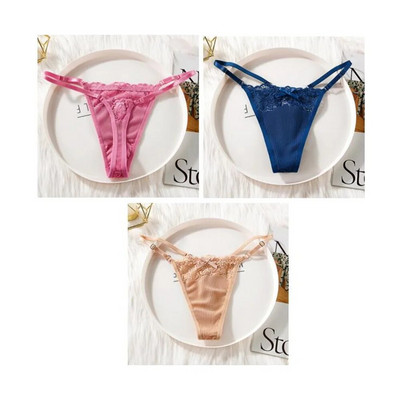 3 bucăți "reglabili" din dantelă, chiloți, lenjerie în formă de T, lenjerie moale pentru femei, sexy, respirabil, cu talie joasă, pentru fete.