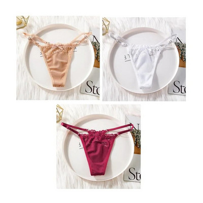 3 bucăți "reglabili" din dantelă, chiloți, lenjerie în formă de T, lenjerie moale pentru femei, sexy, respirabil, cu talie joasă, pentru fete.