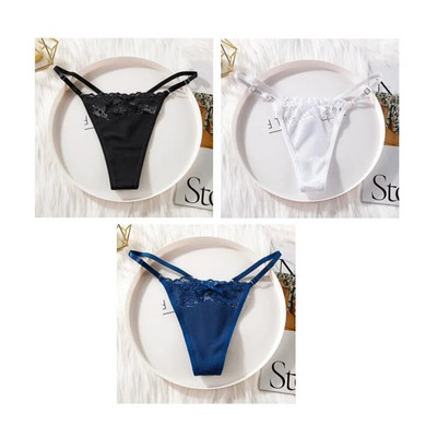 3 bucăți "reglabili" din dantelă, chiloți, lenjerie în formă de T, lenjerie moale pentru femei, sexy, respirabil, cu talie joasă, pentru fete.